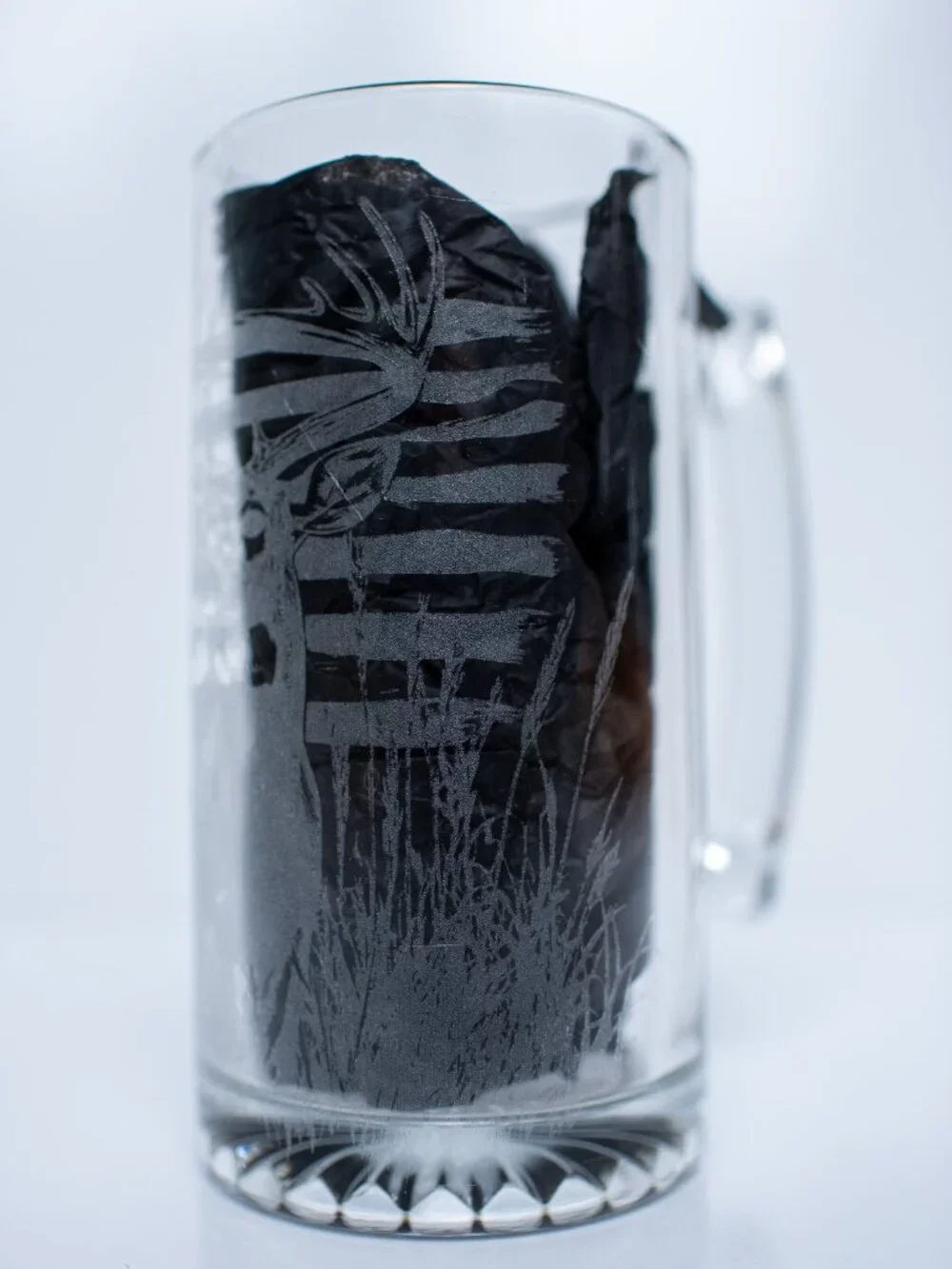 Laser Etched Beer Glass Whitetail Deer American Flag Highball Tumbler